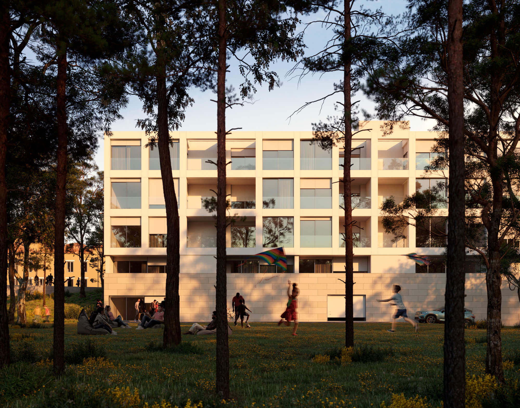 Apartamentos t2 e t3 Empreendimento Fachada moderna Apartamentos Varandas do Parque com design contemporâneo em São João da Madeira